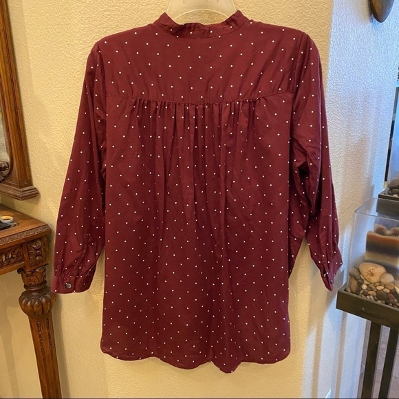 MADEWELL Women Burgundy Polka Dot 1/2 Buttoned Top Size Small - Picture 9 of 9